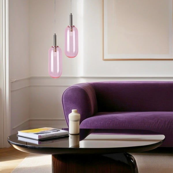 Vijolična LED viseča svetilka s steklenim senčilom ø 13 cm Fiuggi – Candellux Lighting-image-1