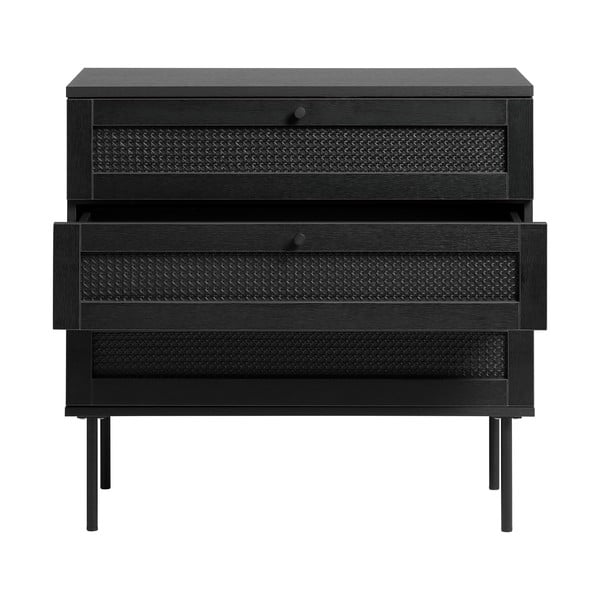 Črna nizka komoda v hrastovem dekorju 80x75 cm Pensacola – Unique Furniture-image-3
