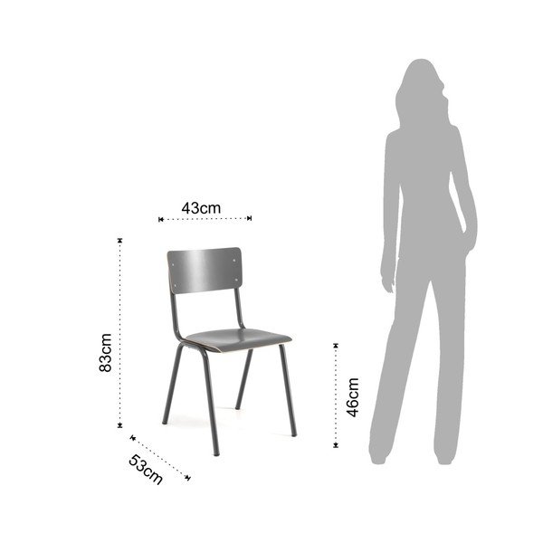 Komplet 2 sivih jedilnih stolov Tomasucci School-image-1