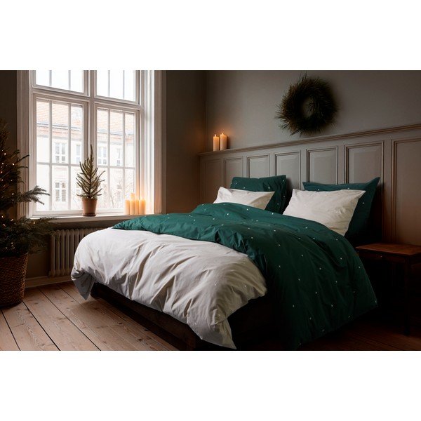 Bež enojna posteljnina iz bombažnega perkala 140x200 cm Christmas Fable – JUNA-image-1