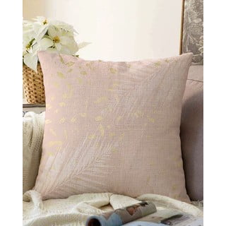 Svetlo rožnata prevleka za vzglavnik iz mešanice bombaža Minimalist Cushion Covers Leaves, 55 x 55 cm