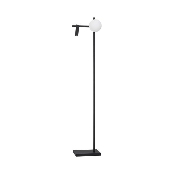Bela/črna kovinska LED stoječa svetilka z upogljivo konstrukcijo s steklenim senčilom (višina 150 cm) Joline – Nova Luce