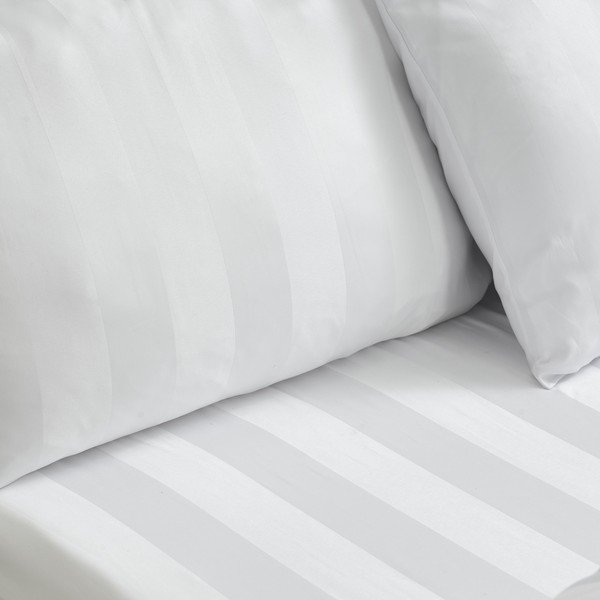 Bela napenjalna satenasta rjuha 150x200 cm So Soft Satin Stripe – Catherine Lansfield-image-3
