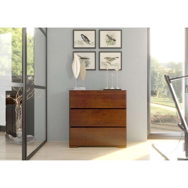 Rjava komoda iz bukovega lesa Skandica Sandemo, 80 x 81 cm-image-1