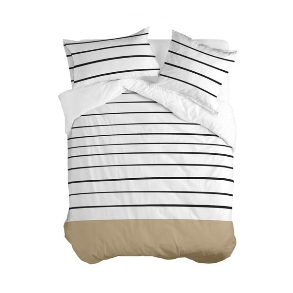 Črna/bela/rjava bombažna prevleka za odejo za zakonsko posteljo 200x200 cm Blush sand – Blanc