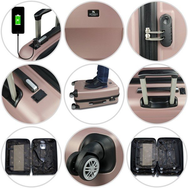 Komplet 2 rdečih potovalnih kovčkov na kolesih s priključki USB My Valice LASSO Cabin & Large-image-4