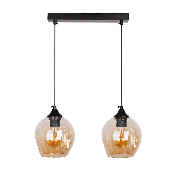 Črna viseča svetilka s steklenim senčnikom 14x48 cm Aspa - Candellux Lighting-image-2