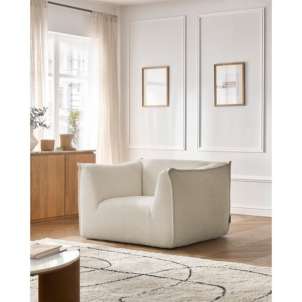 Bež fotelj iz tkanine bouclé Giorgia – Bobochic Paris-image-1