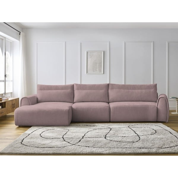 Svetlo rožnata kotna sedežna garnitura Aden – Bobochic Paris-image-1