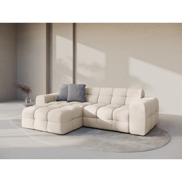 Bež kotna sedežna garnitura z ležalnikom (levi kot) Kendal – Micadoni -image-1