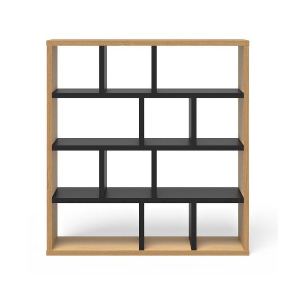 Črn/naraven regal v hrastovem dekorju 150x159 cm Berlin – TemaHome