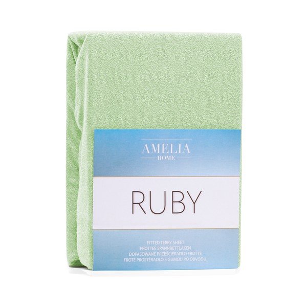 AmeliaHome Ruby Siesta svetlo zelena elastična rjuha za zakonsko posteljo, 200/220 x 200 cm-image-1