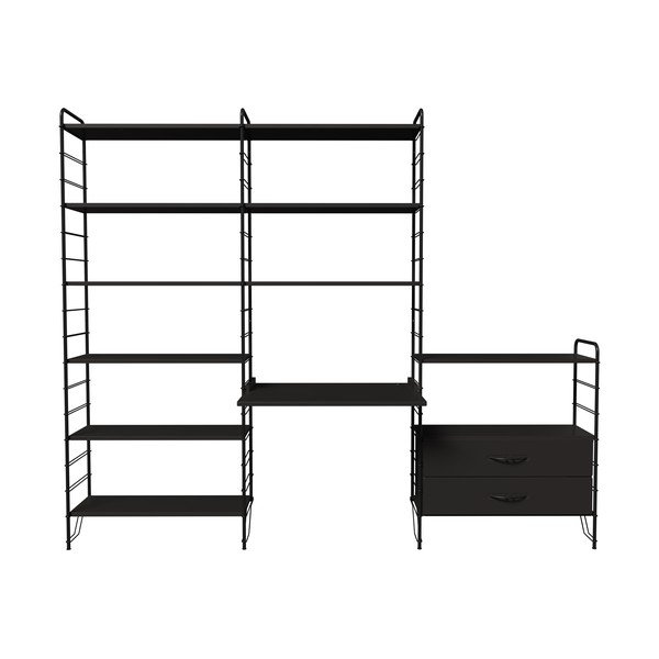 Črn sistem modularnih polic 244x204 cm Dakota – Tenzo-image-1