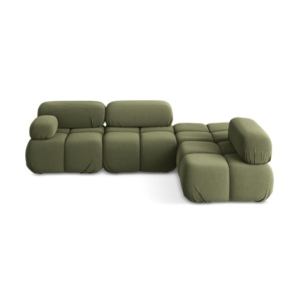 Svetlo zelena žametna kotna sedežna garnitura (desni kot) Lokua – Makamii