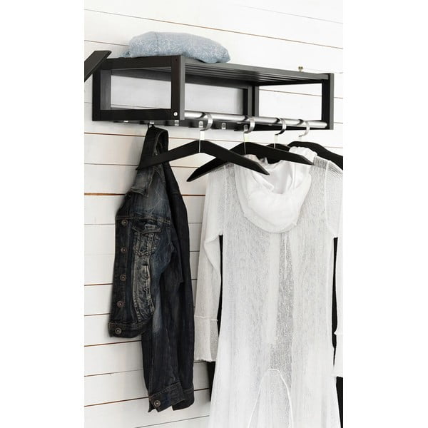 Stenski obešalnik iz masivnega hrasta v naravni barvi s polico Confetti – Rowico-image-1