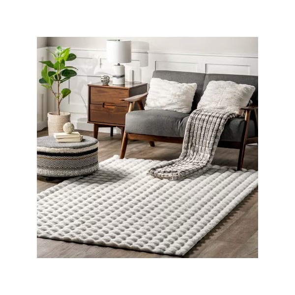 Bela pralna preproga 150x230 cm Bubble White – Mila Home-image-4