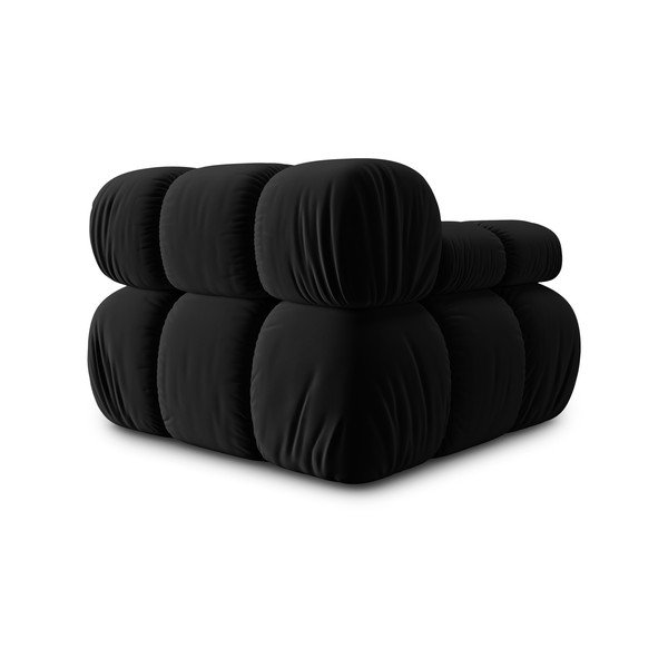 Črna žametna modularna sedežna garnitura (levi kot) Bellis – Micadoni Home-image-4