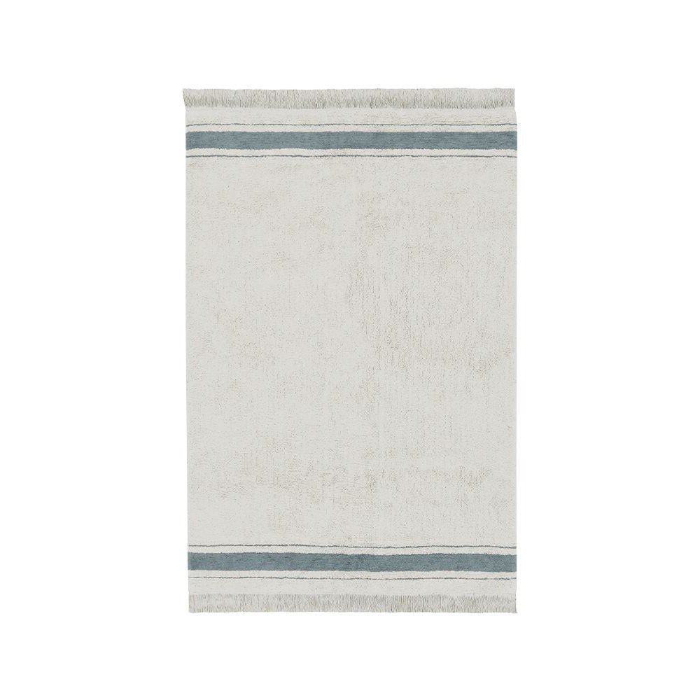 Modra/kremno bela pralna ročno tkana bombažna preproga 90x130 cm Gastro Vintage Blue
