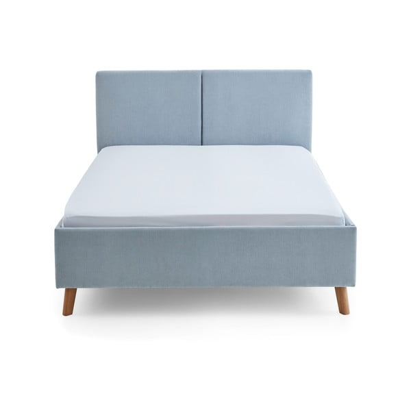 Svetlo modra oblazinjena zakonska postelja z letvenim dnom 140x200 cm Piano – Meise Möbel-image-3