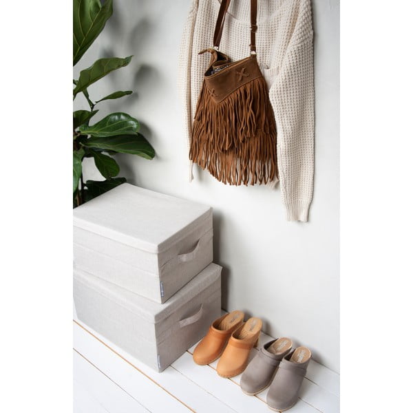 Bež tekstilna škatla za shranjevanje s pokrovom 40x30x22 cm Soft Storage – Bigso-image-2