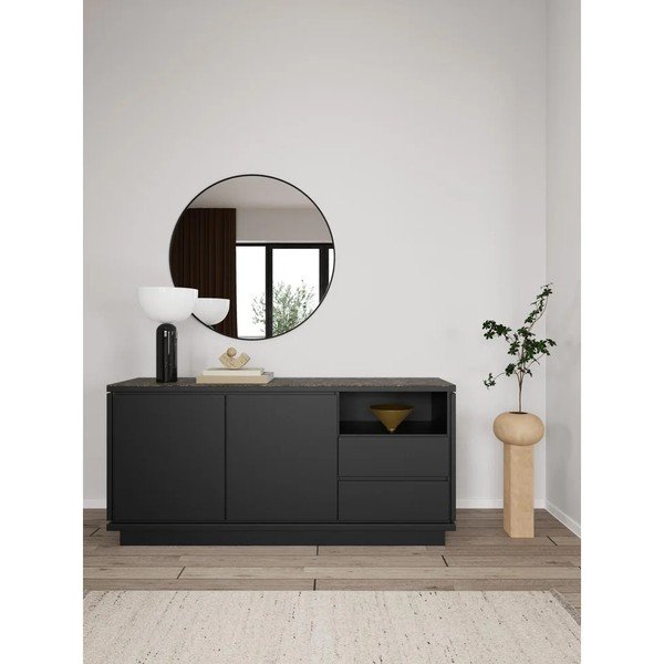 Črna komoda iz MDF plošč 160x75x40 cm Tribeca – Actona-image-1