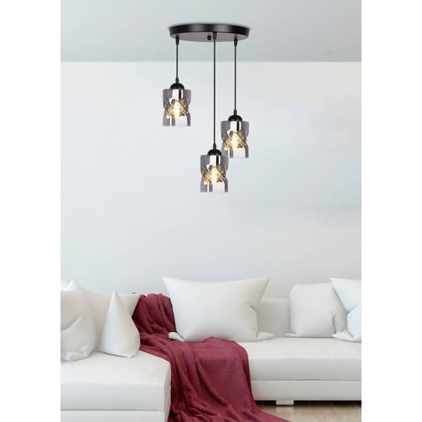 Črna viseča svetilka s steklenim senčnikom Felis - Candellux Lighting-image-1