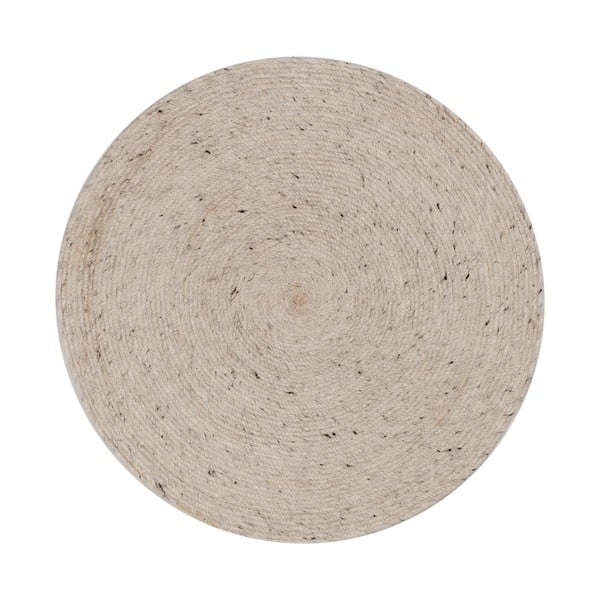Svetlo siva/slonokoščena ročno tkana volnena okrogla preproga ø 200 cm Takashi – Kave Home