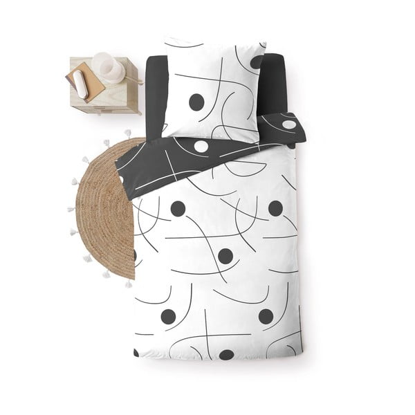 Bela/temno siva enojna posteljnina iz mikrovlaken 140x200 cm Sonate – douceur d'intérieur-image-2