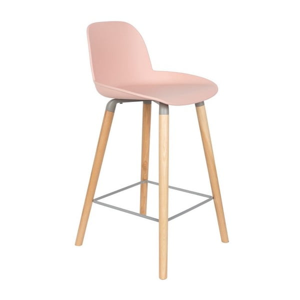 Komplet 2 rožnatih barskih stolov Zuiver Albert Kuip, višina sedeža 65 cm