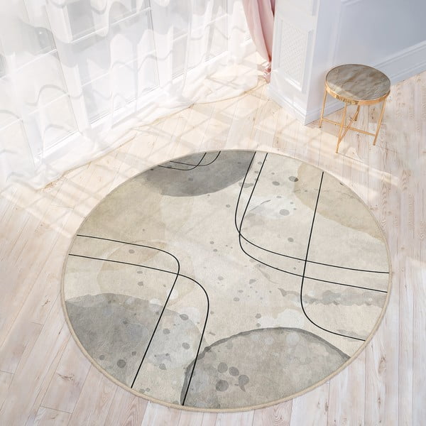 Bež pralna okrogla preproga ø 120 cm Simple Lines – Mila Home-image-3