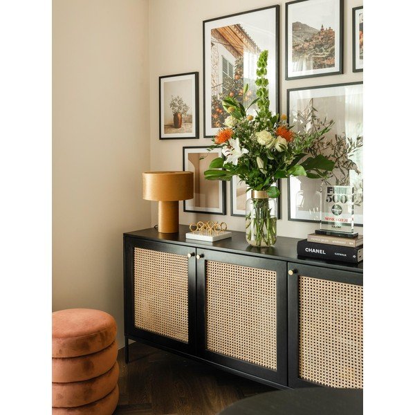 Steklena vaza s kovinskim elementom v zlati barvi Westwing Collection Lori, višina 29 cm-image-1