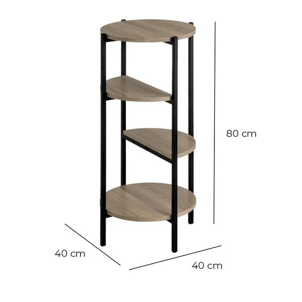 Črn regal v hrastovem dekorju 40x80 cm – Casa Selección-image-4