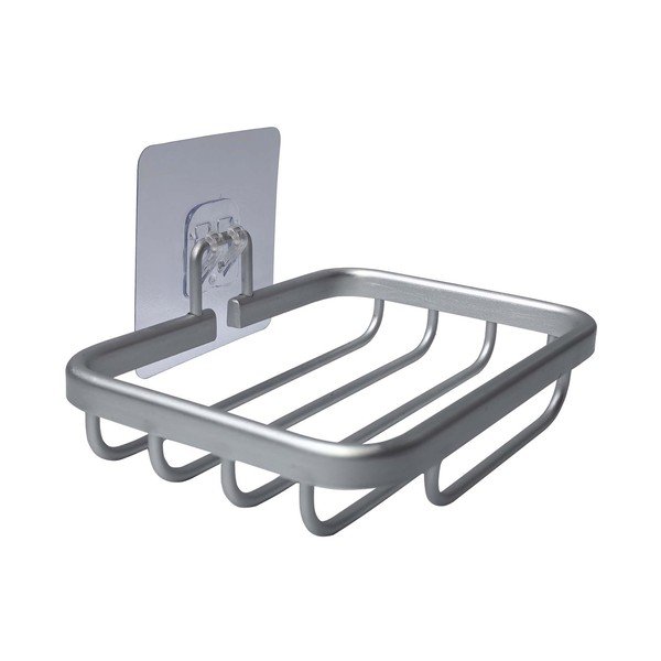 Kovinski podstavek za milo v sijajno srebrni barvi z namestitvijo brez vrtanja Filaire Aluminium – douceur d'intérieur-image-1