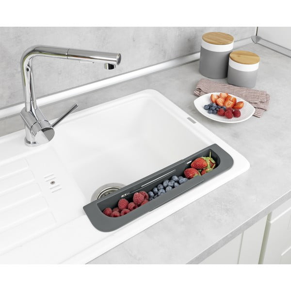 Siv plastičen teleskopski odcejalnik za pomivalno korito 49,5x8,5 cm Fino – Wenko-image-3