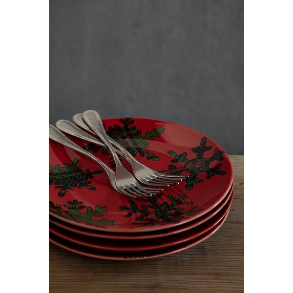 Komplet 4 rdeče-črnih desertnih krožnikov Casafina Snowflake, ø 21,6 cm-image-2