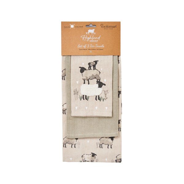 Kuhinjske krpe v kompletu 3 ks iz mešanice lana 45x65 cm Highland Sheep – Cooksmart ®