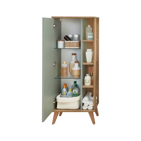 Zelena visoka kopalniška omarica iz hrastovega dekorja 51x128 cm Set 963 - Pelipal-image-4