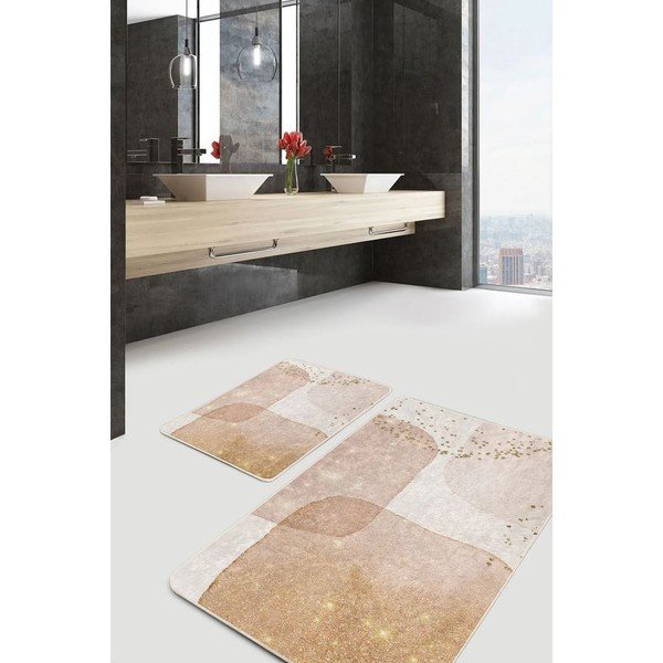 Bež žametne kopalniške preproge v kompletu 2 ks 60x100 cm – Mila Home-image-4