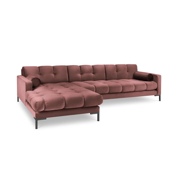 Roza žametna kotna sedežna garnitura Cosmopolitan Design Bali, levi kot-image-2