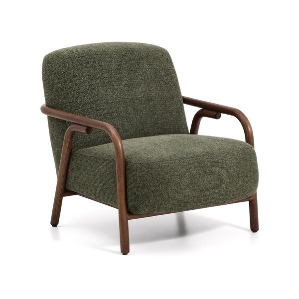 Temno zelen fotelj iz šenilje Sylo – Kave Home