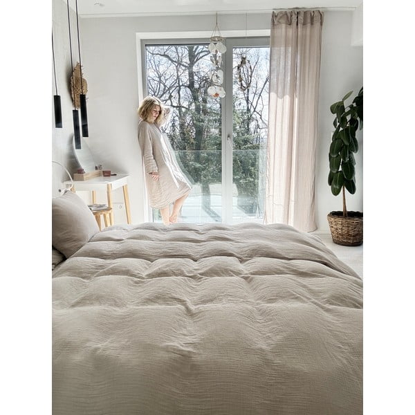 Bež enojna posteljnina iz muslina 135x200 cm Plain Muslin – Butter Kings-image-4