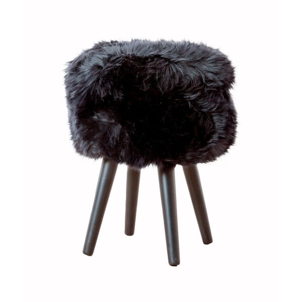 Stol s sedežem iz črne ovčje kože Native Natural Black, ⌀ 30 cm