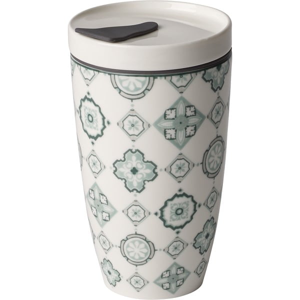 Zeleno-bel porcelanast lonček to go Villeroy & Boch Like To Go, 350 ml