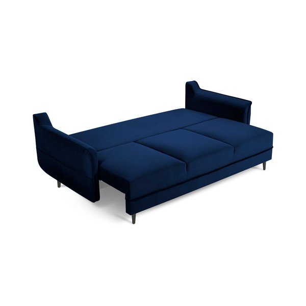 Modra žametna raztegljiva zofa Kooko Home Basso-image-2