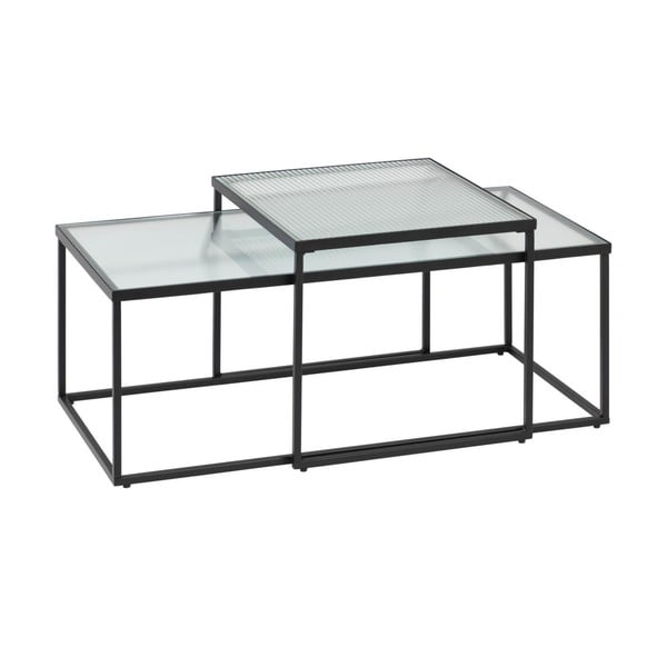 Črne steklene mizice v kompletu 2 ks 55x100 cm Akemi – Kave Home