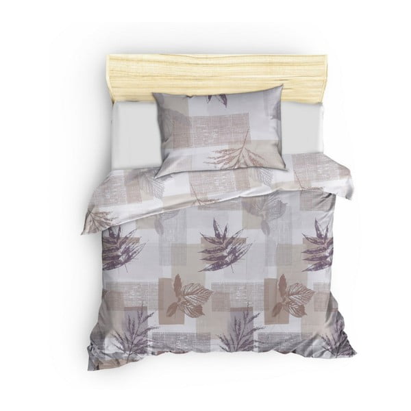 Siva/rjava bombažna posteljnina za zakonsko posteljo 200x200 cm Leaf – Mijolnir