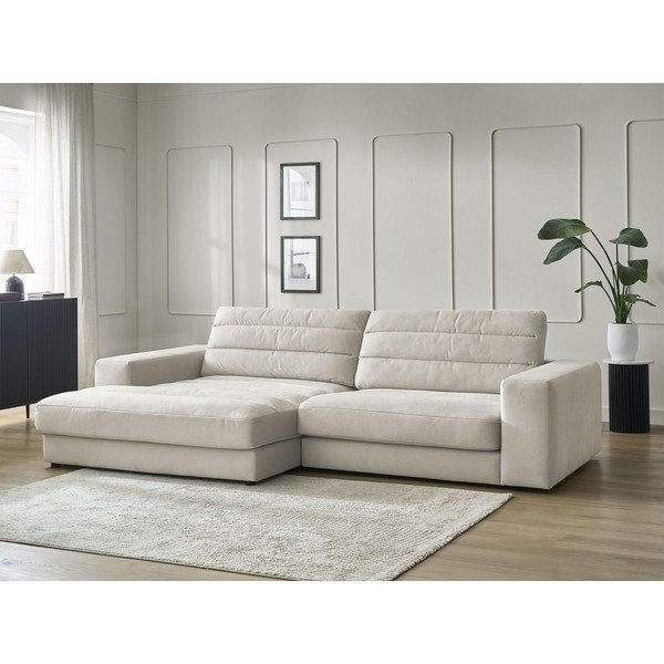 Bež žametna kotna sedežna garnitura (levi kot/z ležalnikom) Sierra – Bobochic Paris-image-1