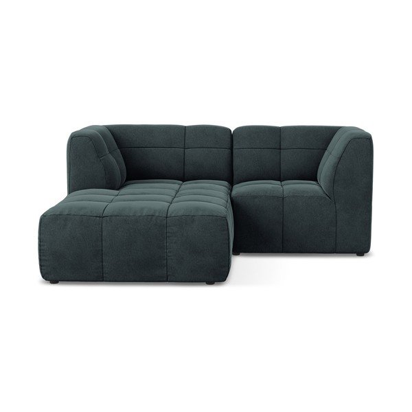 Modra žametna kotna sedežna garnitura (levi kot/z ležalnikom) Aloha – Makamii