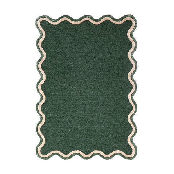 Temno zelena ročno tkana preproga iz mešanice volne 120x170 cm Rivo Wool – Flair Rugs