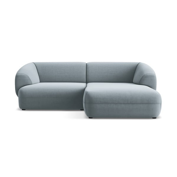 Svetlo modra žametna kotna sedežna garnitura (desni kot) Moana – Makamii